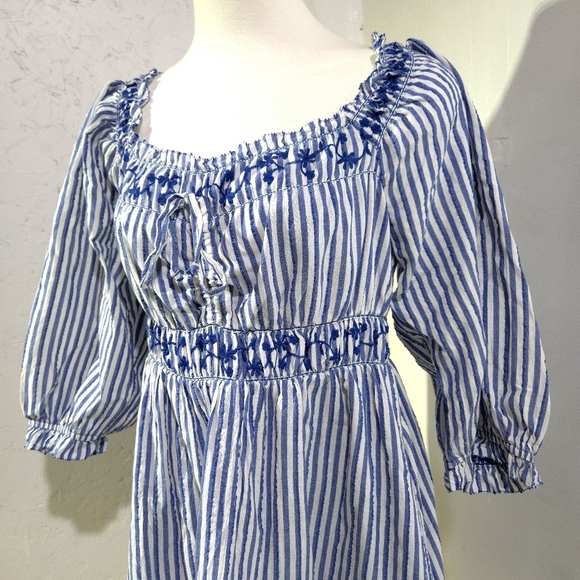 American Eagle | Blue and White Striped Cottagecore Dress - Picture 3 of 9
